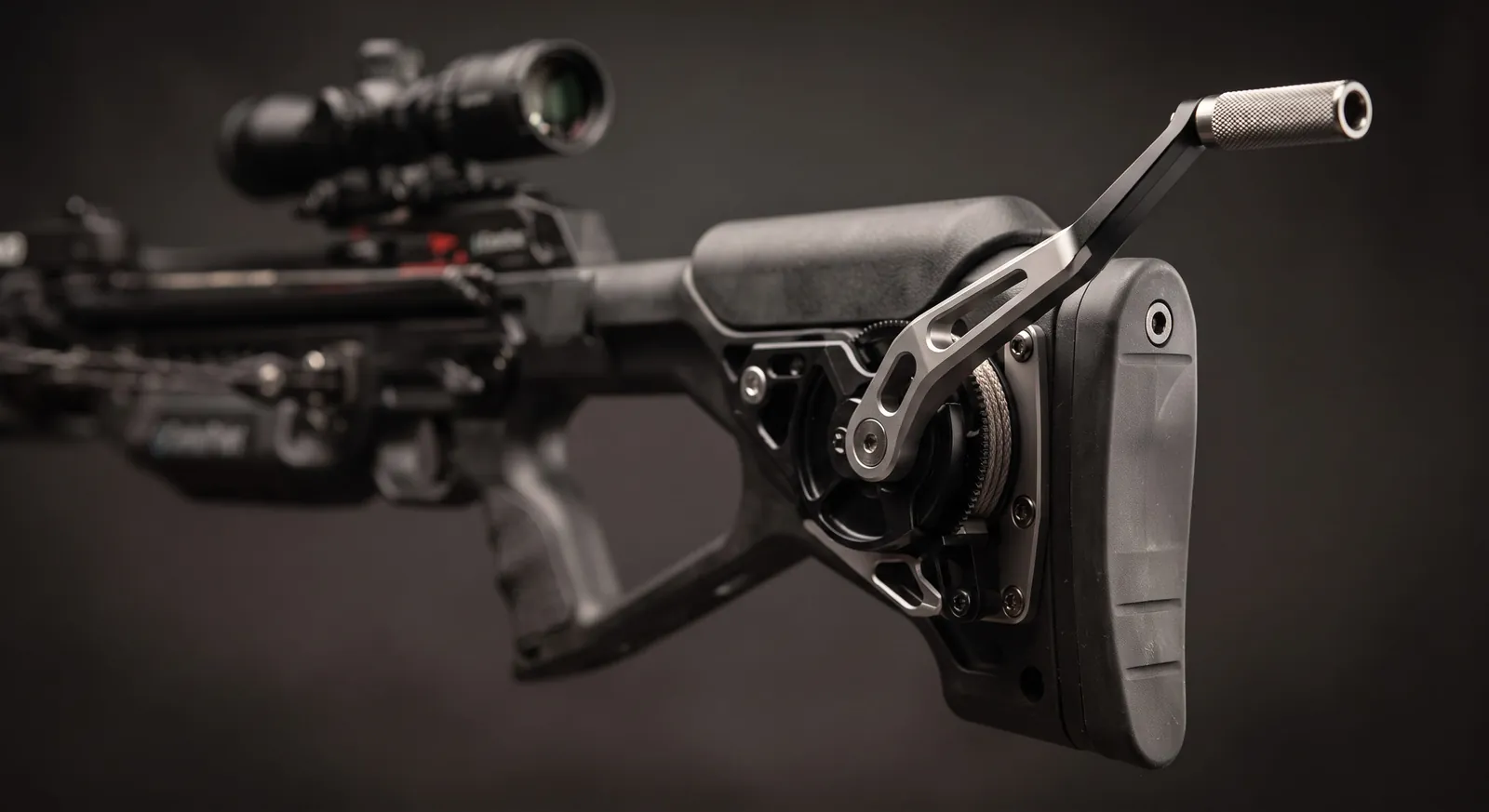 CenterPoint Silent Crank attached to the rear of the Wrath 430 stock